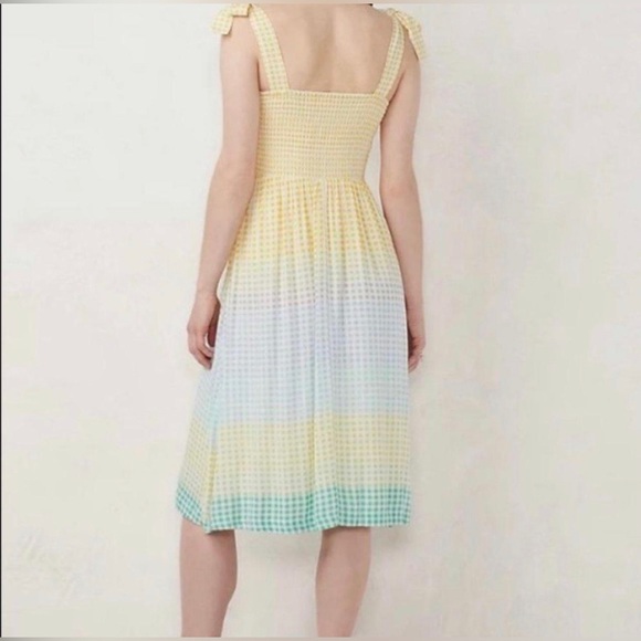 Lauren Conrad Womens Midi Sundress Sz XL Smocked Stretch Gauzy Gingham Coquette - Picture 2 of 12